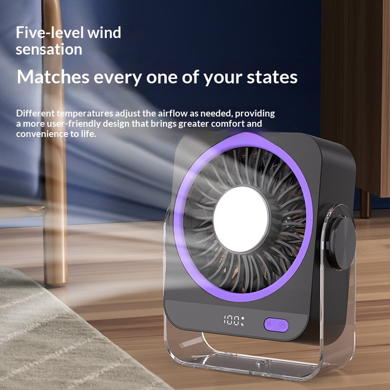 Rechargeable USB Desk Fan With Cooling Function 5 Speeds Quiet Portable Fan With Digital Display For Bedroom Office Travel